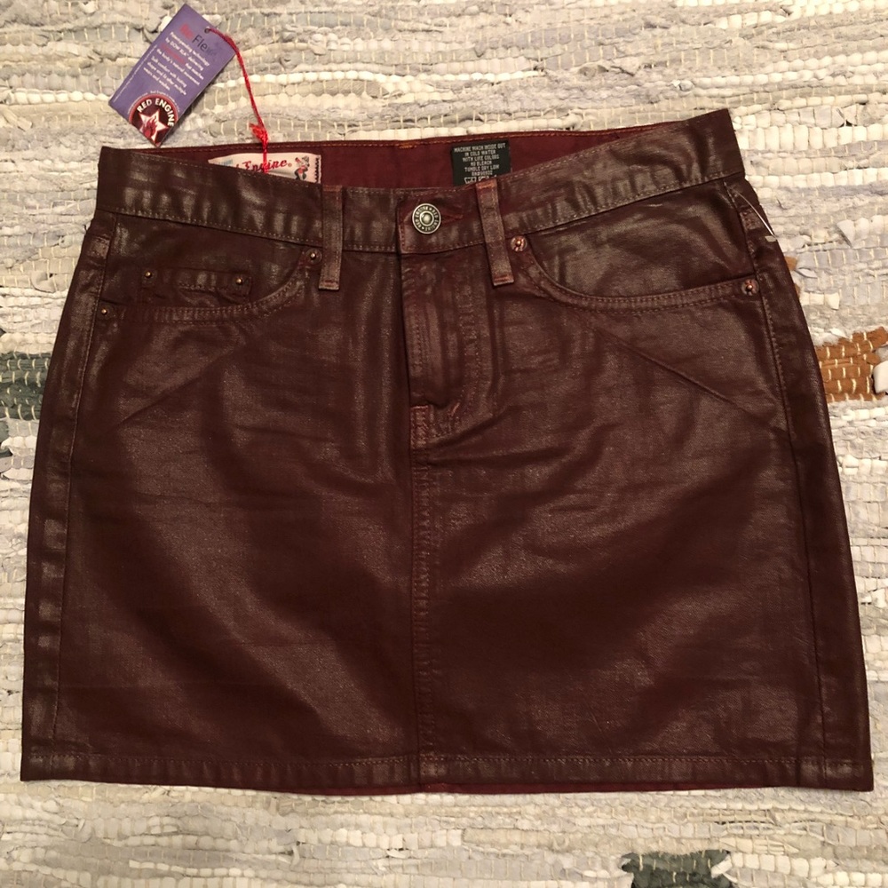 Red Denim jean red skirt...